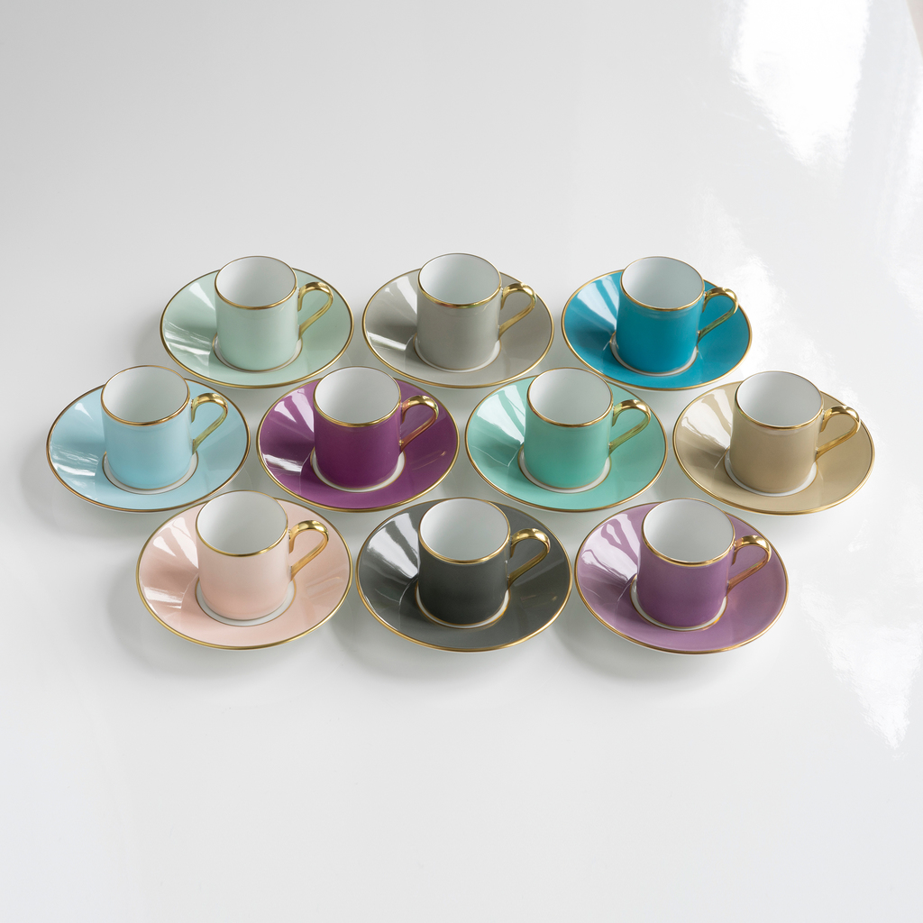 Porcelaine de Limoges Mokkatasse mit Golddekor Mausgrau - 3