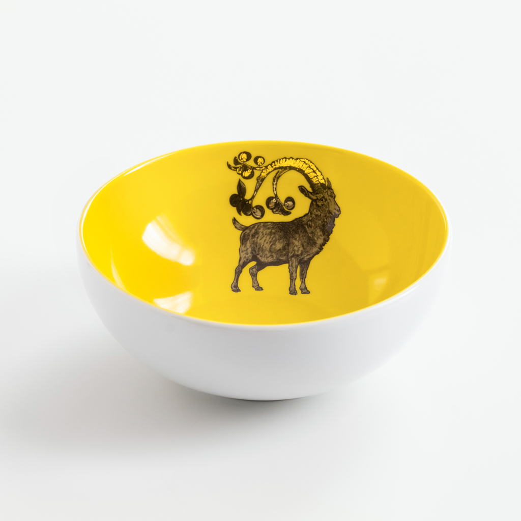 Somerset Müslischale Steinbock auf hellgelbem Grund Somerset Müslischale Steinbock auf hellgelbem Grund