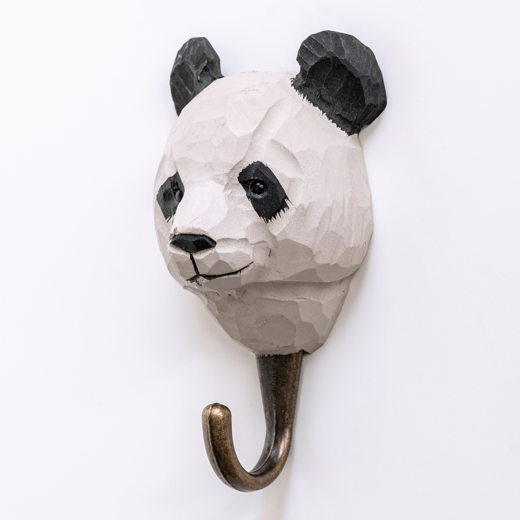 Handgeschnitzter Kleiderhaken Panda Handgeschnitzter Kleiderhaken Panda