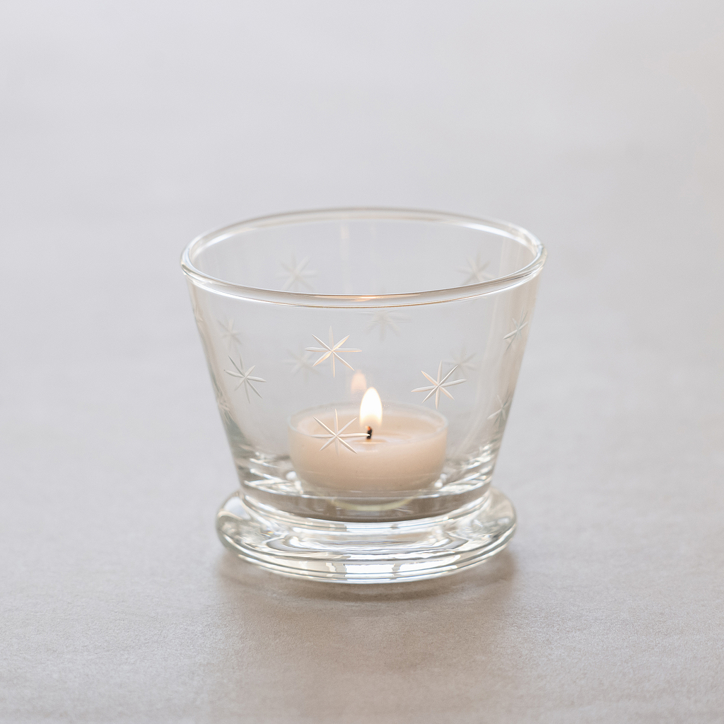 Windlicht aus mundgeblasenem Glas mit Sternen klein Windlicht aus mundgeblasenem Glas mit Sternen klein