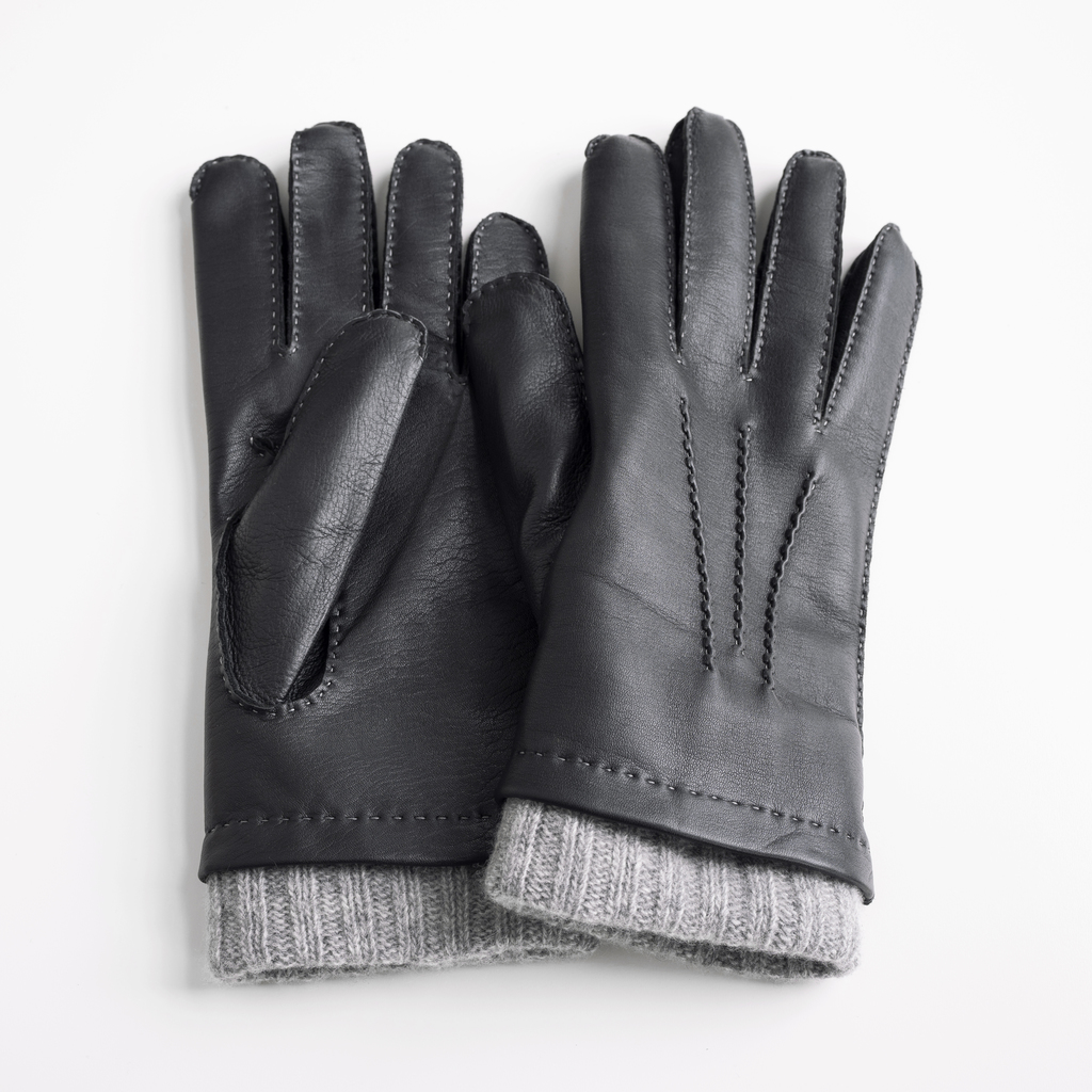 Herrenhandschuhe mit Stulpe braun/dunkelbrau Gr.7,5 - 4