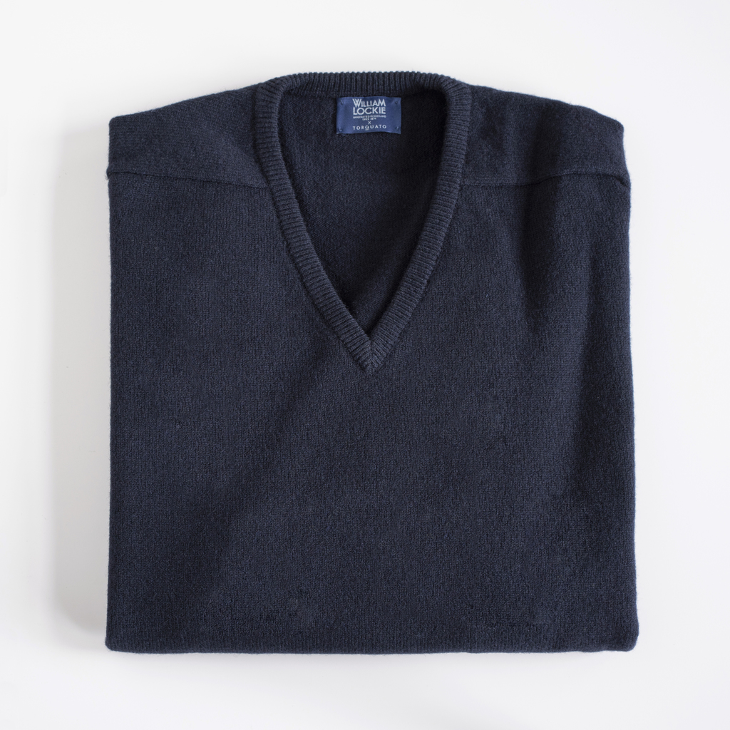 Lambswool-Pullover mit V-Ausschnitt Navy Gr. 54 Lambswool-Pullover mit V-Ausschnitt Navy Gr. 54