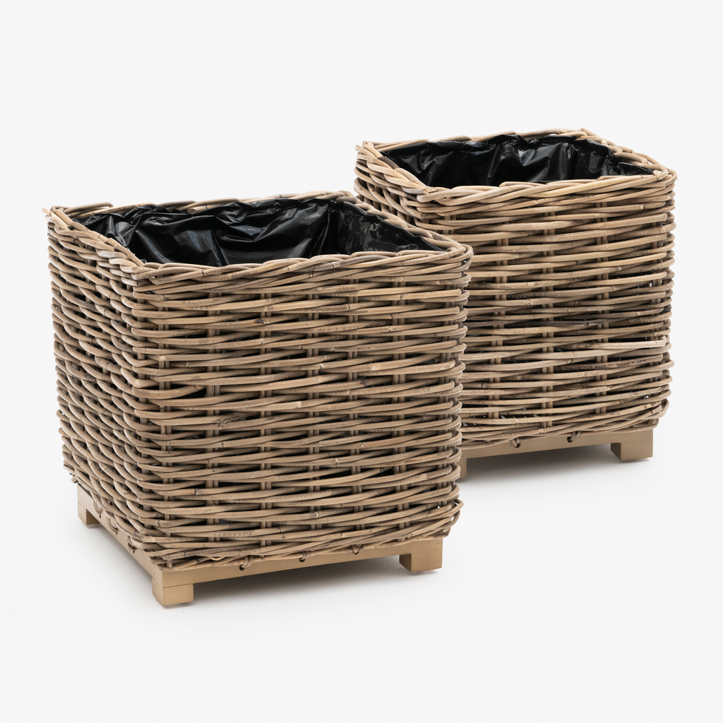 Rattan-Pflanzkörbe 2er-Set