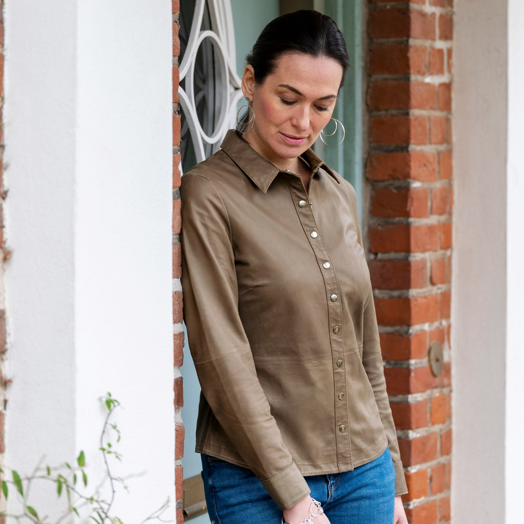 Depeche Lederbluse Nougat Gr.40 Depeche Lederbluse Nougat Gr.40