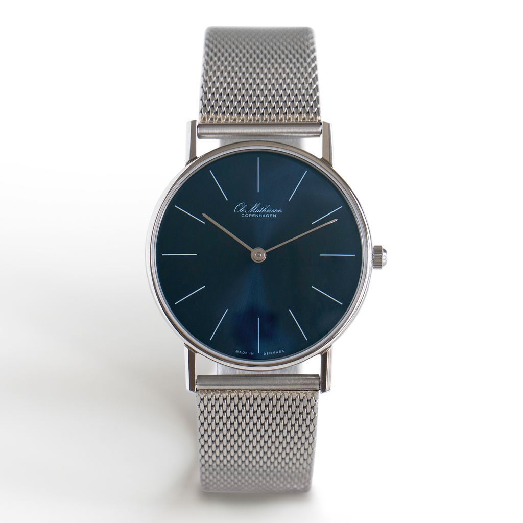 Ole Mathiesen Armbanduhr 1962 Classic 33 silber/blau - 5