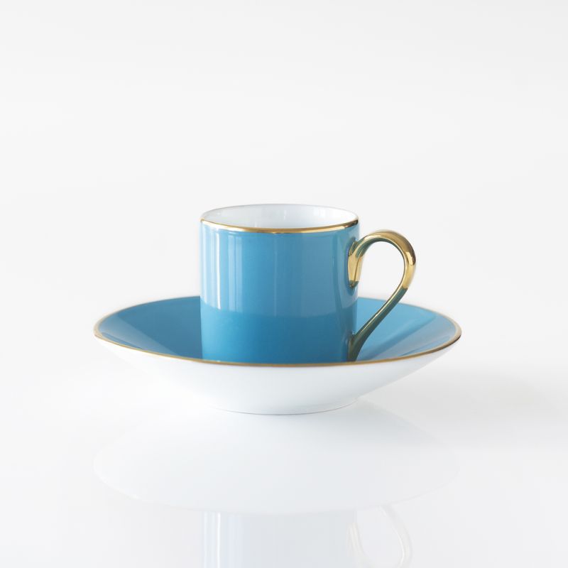 Porcelaine de Limoges Mokkatasse mit Golddekor Türkis