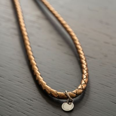 Schlüsselband Metallic-Leder Gold - 2
