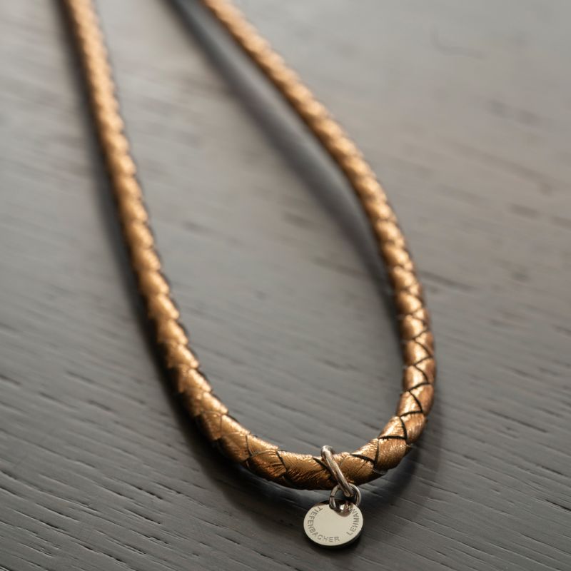 Schlüsselband Metallic-Leder Gold - 2