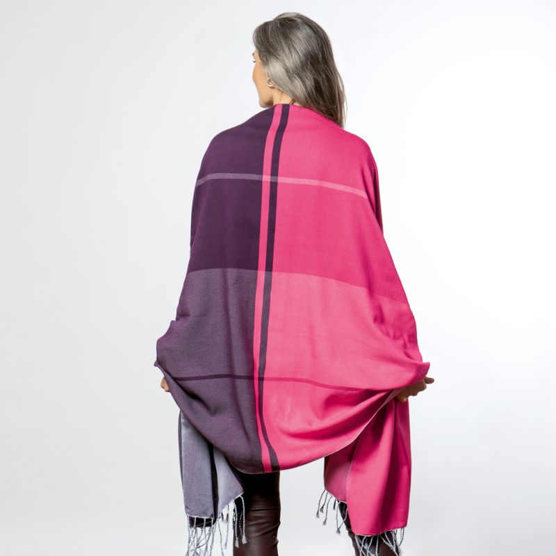Nsija Stola handgewebt Rosa-Rot-Lila - 5
