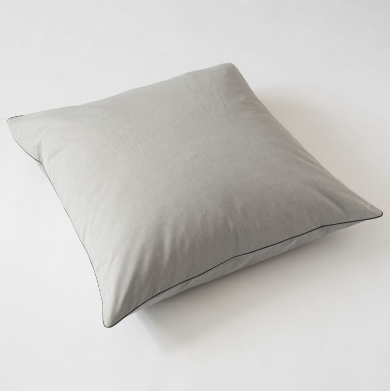Kissenbezug Herringbone Grau mit Paspel 80 x 80 cm