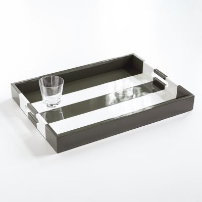Lacktablett Markise Olivgrau/Weiß