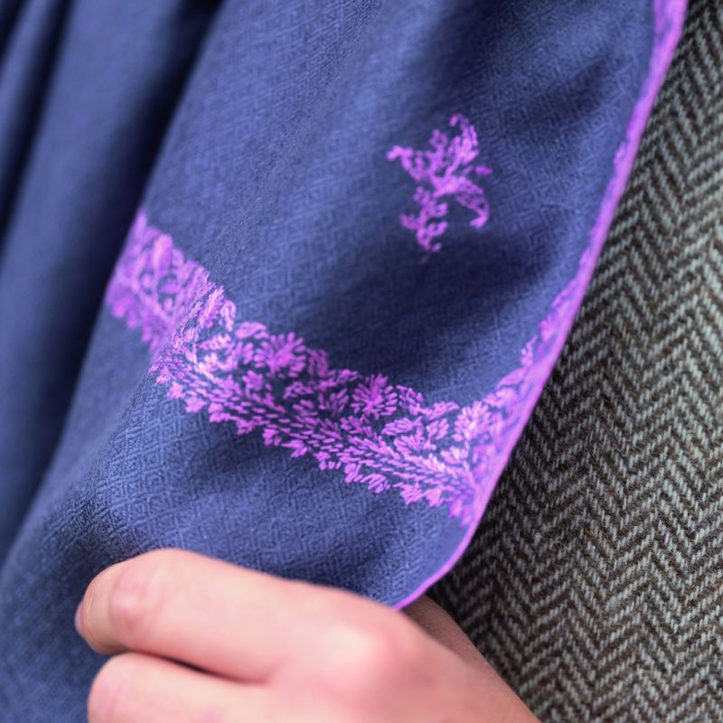 Kashmir Loom Bail Stola Pink/Blaugrau - 3
