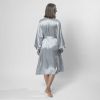 Morgenmantel aus Seide Platingrau - 4