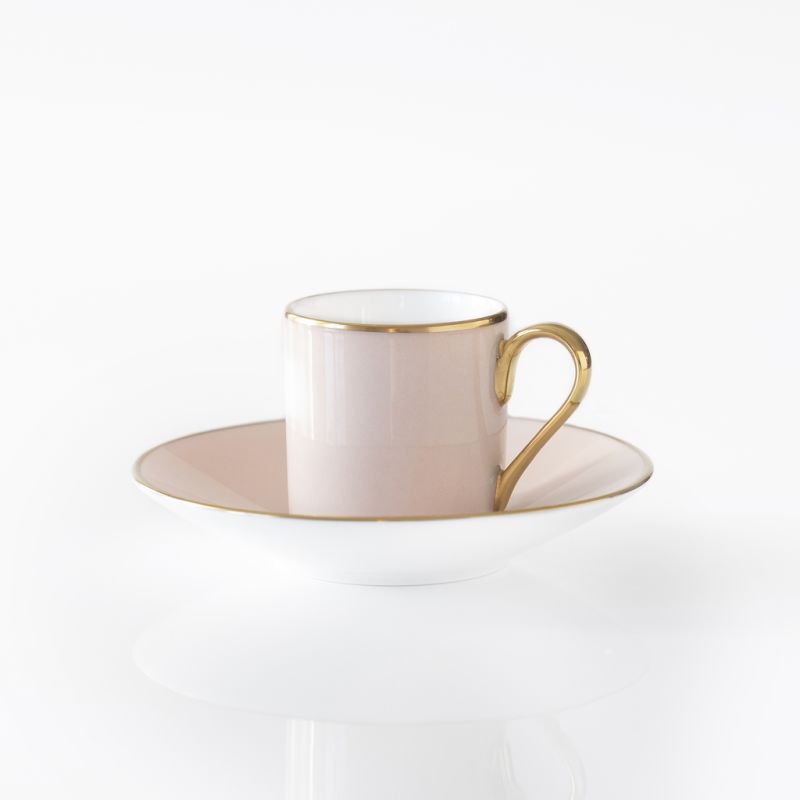 Porcelaine de Limoges Mokkatasse mit Golddekor Rosa
