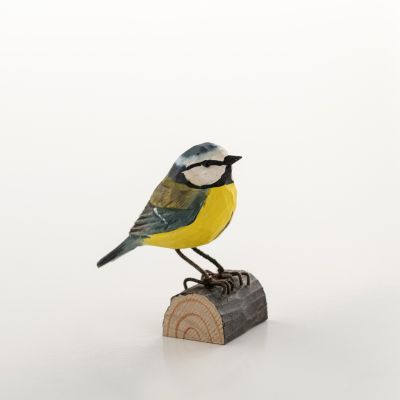 Handgeschnitzter Dekovogel Blaumeise