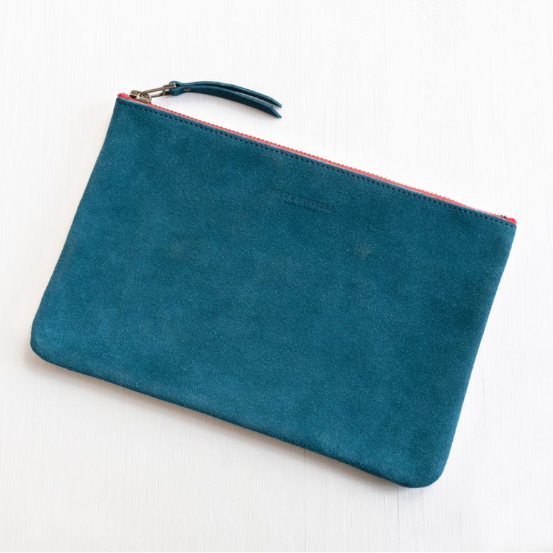 Leder-Pouch Groß Blau