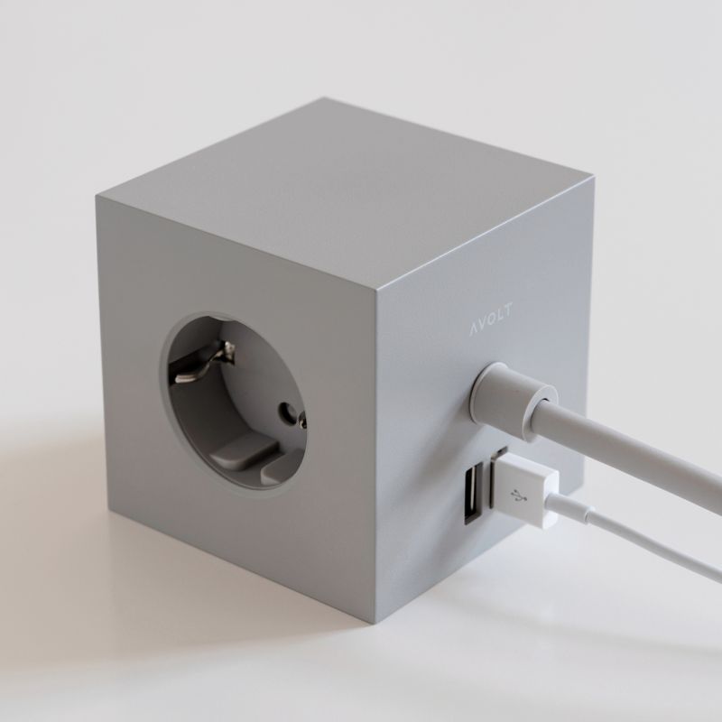Magnetischer Mehrfachstecker Square 1 Lichtgrau - 4