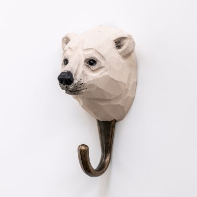 Handgeschnitzter Kleiderhaken Eisbär