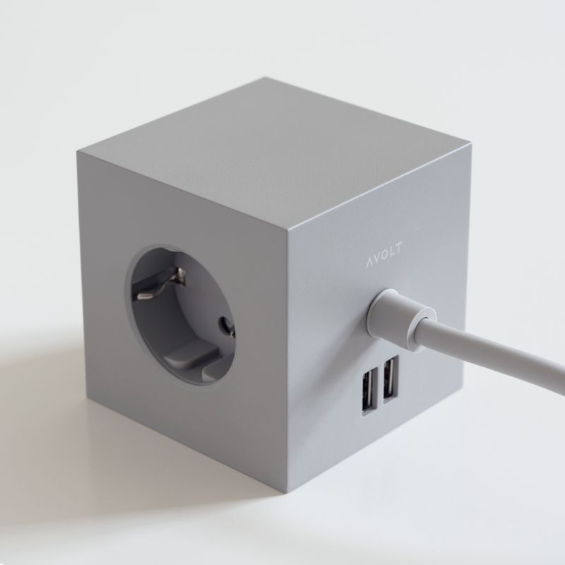 Magnetischer Mehrfachstecker Square 1 Lichtgrau