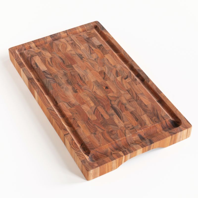 Tranchierbrett mit Saftrinne aus Teak Hirnholz groß - 2