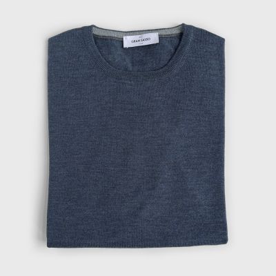Gran Sasso Rundhals Pullover Blau Gr. 48