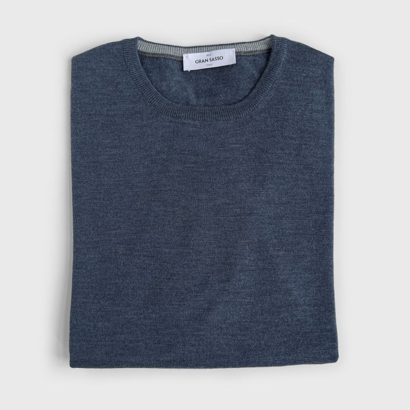 Gran Sasso Rundhals Pullover Blau Gr. 48