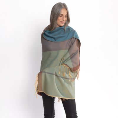Nsija Stola handgewebte Baumwolle Türkis-Lila-Gold - 3