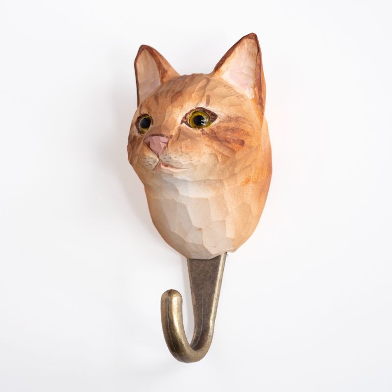 Handgeschnitzter Kleiderhaken Katze - 2