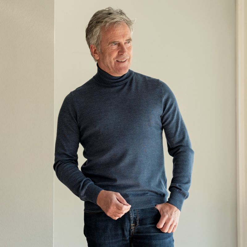 Gran Sasso Rollkragenpullover Blau Gr. 48
