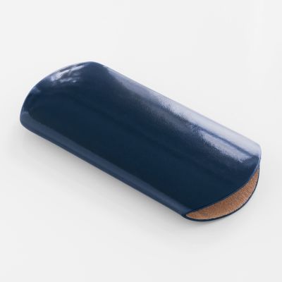 CAF Brillenetui Leder Blau groß
