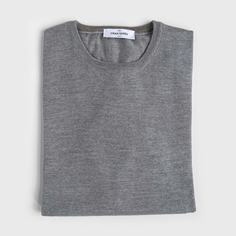 Gran Sasso Rundhals Pullover Grau Gr. 56