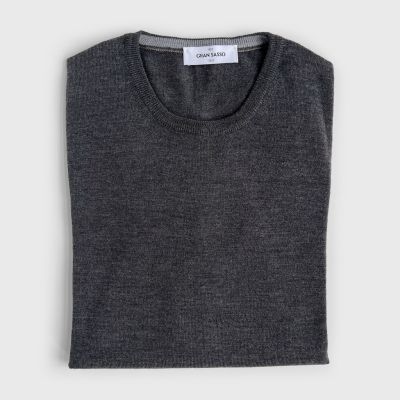 Gran Sasso Rundhals Pullover Anthrazit Gr. 48