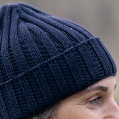 Strickmütze aus reiner Wolle Marine - 3