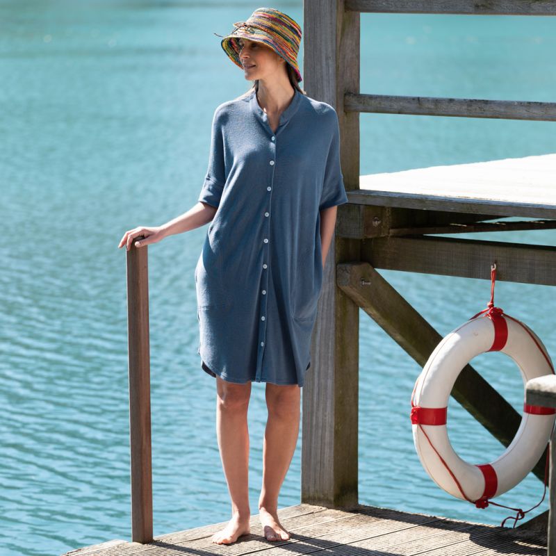 Sunday in Bed X Torquato Kleid Rania Frottee Dusty Blue  L
