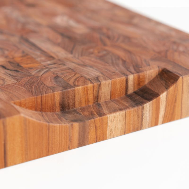 Tranchierbrett mit Saftrinne aus Teak Hirnholz groß - 4