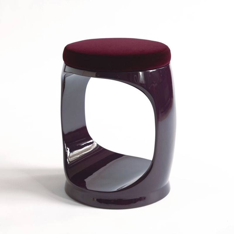 Signet Ring Stool mit Samtkissen Aubergine