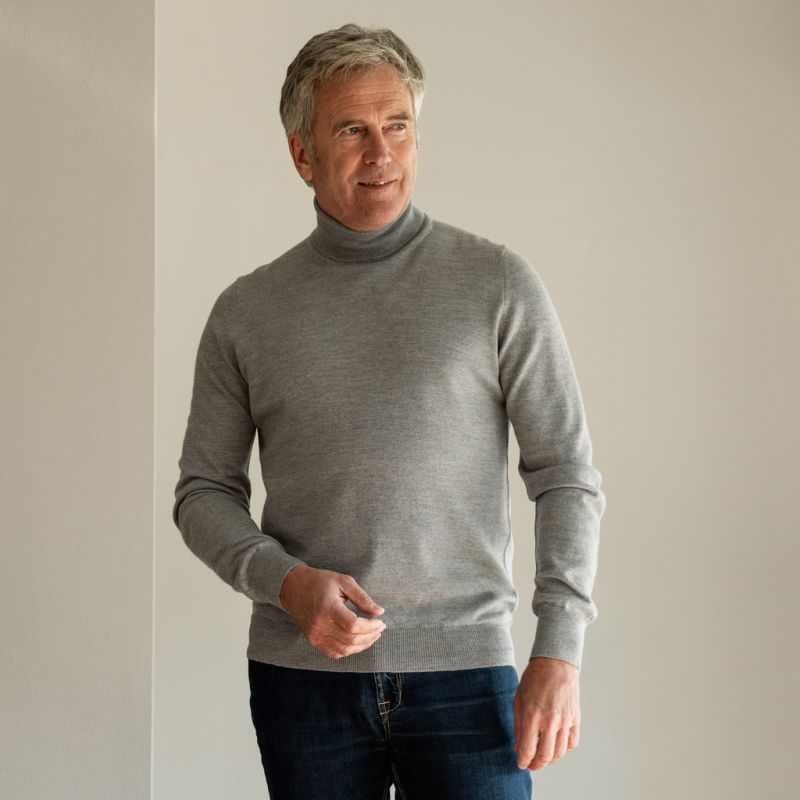 Gran Sasso Rollkragenpullover Grau Gr. 48
