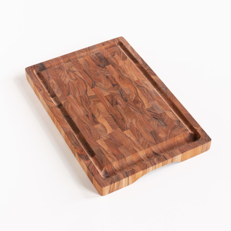 Tranchierbrett mit Saftrinne aus Teak Hirnholz groß - 3