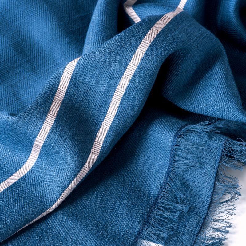 Nsija Schal handgewebte Baumwolle Blau - 2