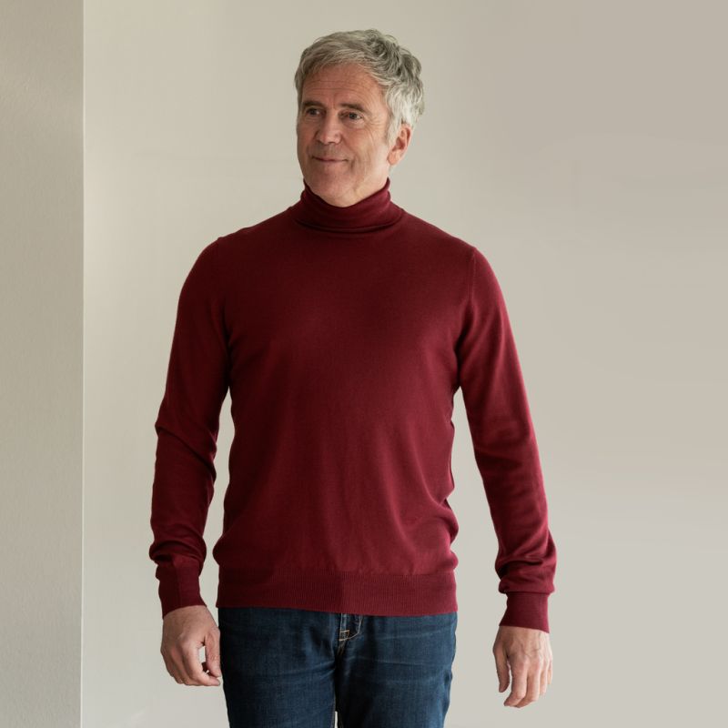 Gran Sasso Rollkragenpullover Burgund Gr. 48