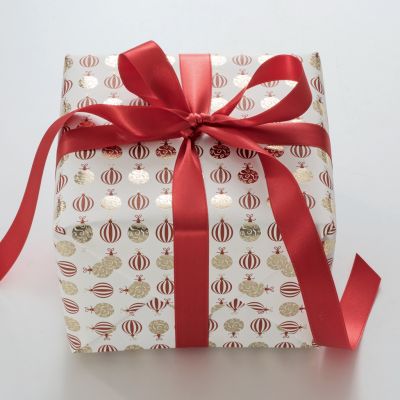 Florentiner Papier Christbaumkugeln Rot Gold 50 x 70 cm