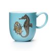 Somerset Kaffeebecher Seepferdchen auf türkisem Grund
