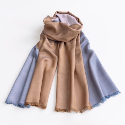 Nsija Seidenwollschal off white-pink/bleu-mustard