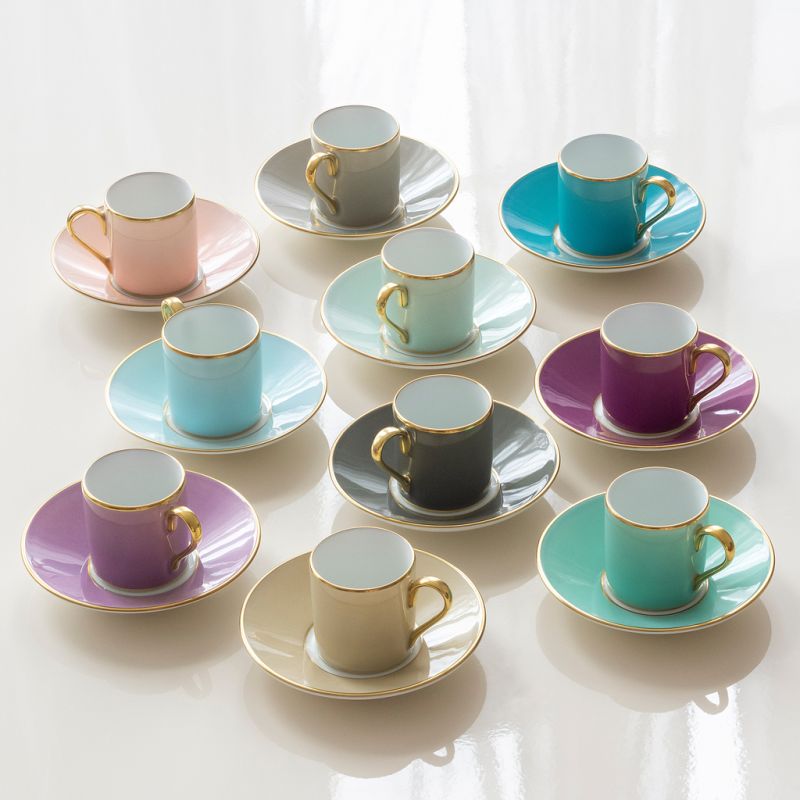Porcelaine de Limoges Mokkatasse mit Golddekor Türkis