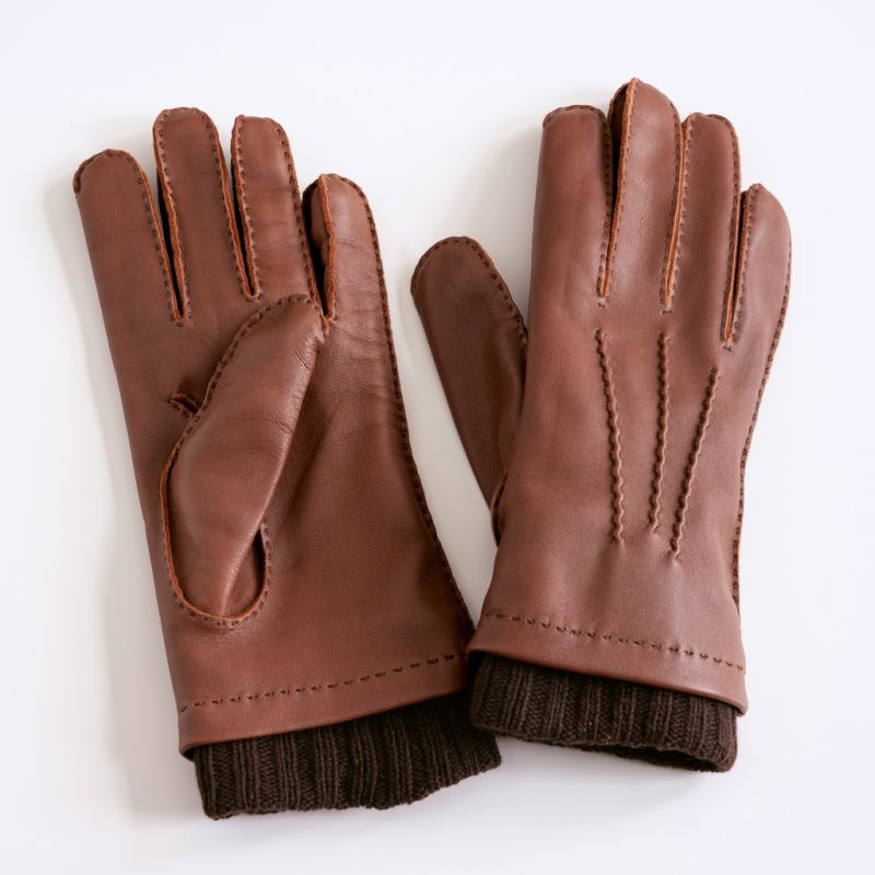 Herrenhandschuhe mit Stulpe braun/dunkelbrau Gr.7,5