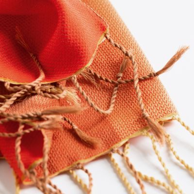 Nsija Stola handgewebte Baumwolle Orange-Blau-Gold - 5