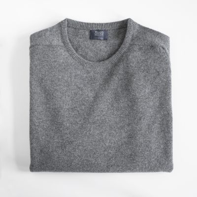 Lambswool-Pullover mit Rundhalsausschnitt Mid Grey Gr. 58