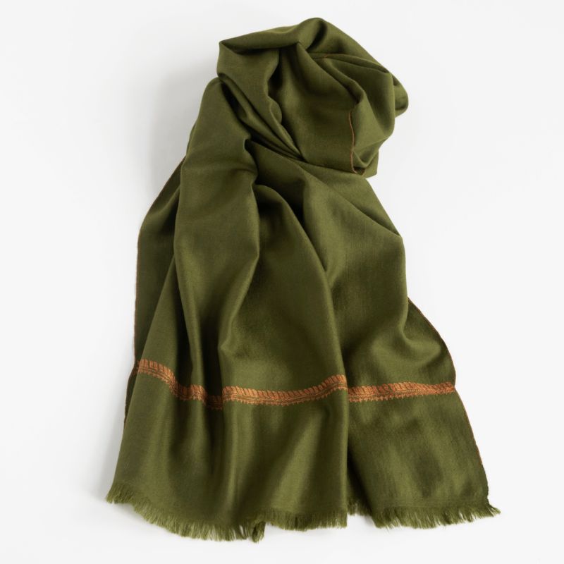 Kashmir Loom Faizan Schal Orange / Grün
