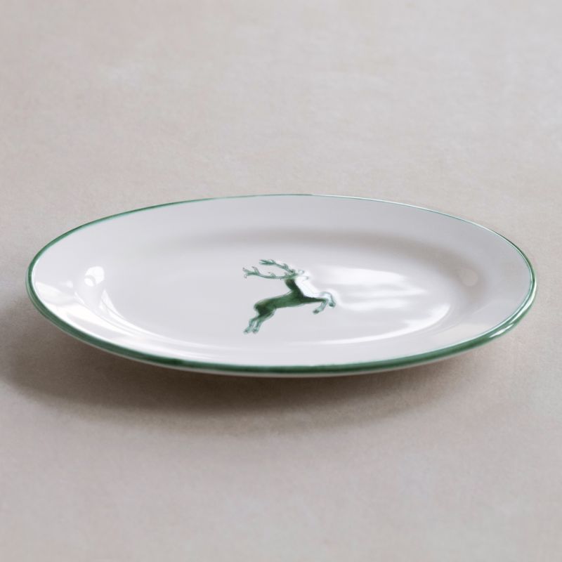 Grüner Hirsch Teller Sauciere