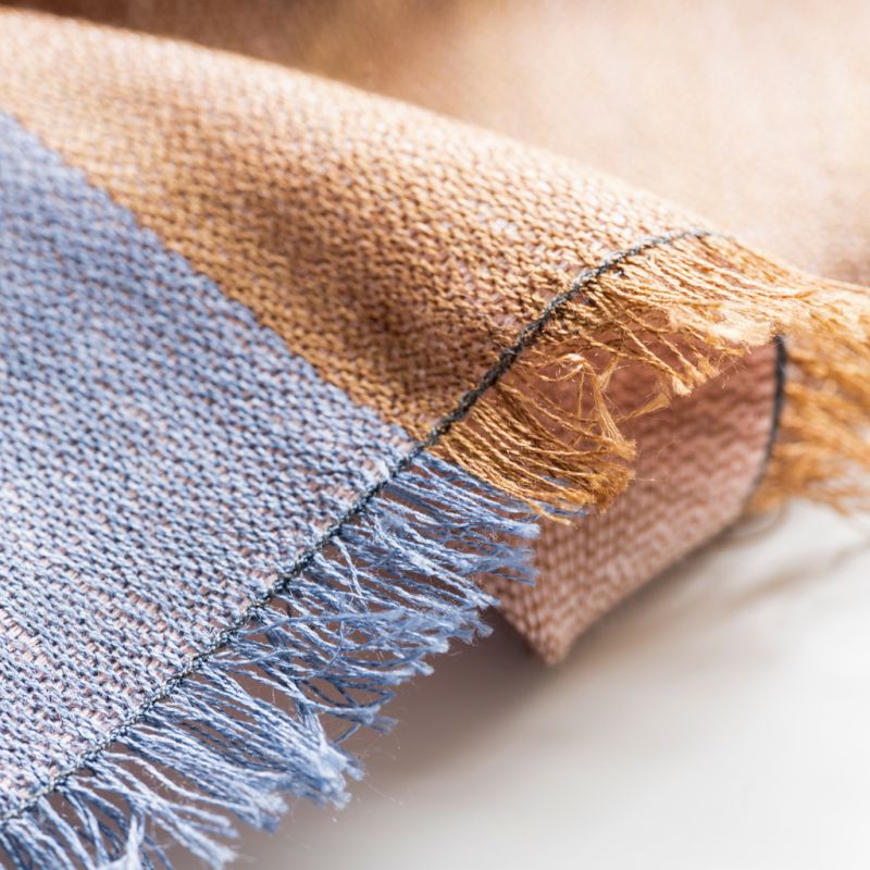 Nsija Seidenwollschal off white-pink/bleu-mustard - 4